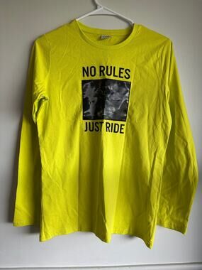 LC Waikiki Kids Neon Yellow Skeleton Skateboard Long Sleeve Shirt Size 12-13